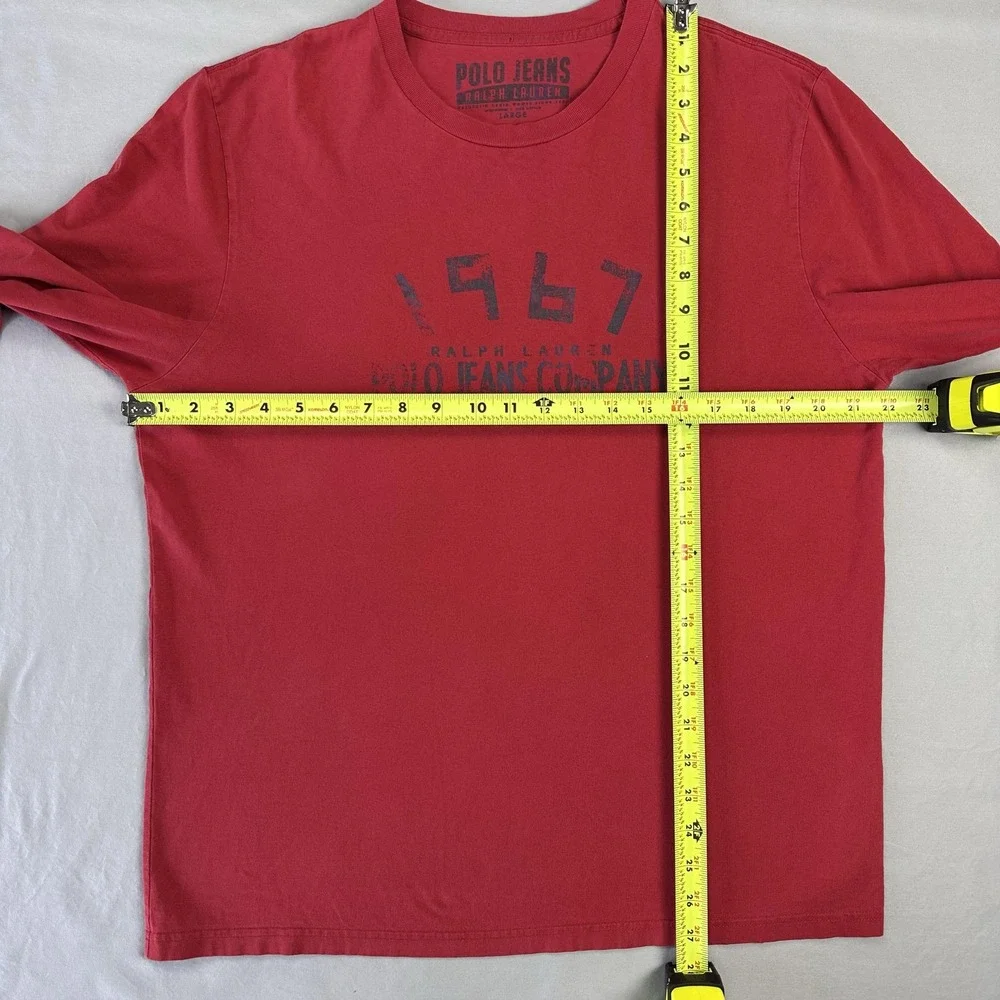 Polo Jeans Ralph Lauren Shirt Mens Large Red Long Sleeve 1967 Vintage Distressed